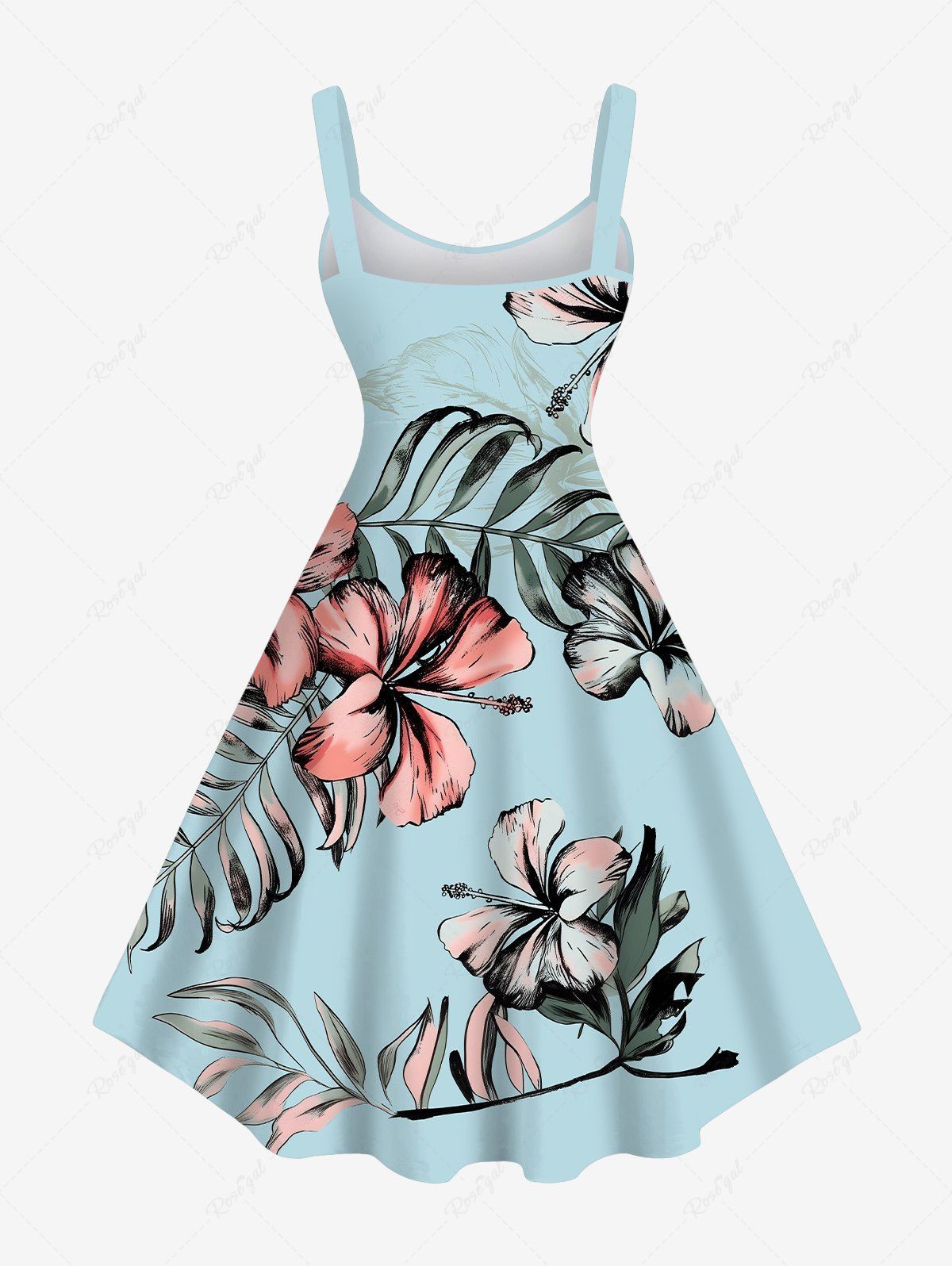 Hibiscus Flower Tropical Leaf Printed Hawaii Shirt Dress Dog And Owner Matching Outfits