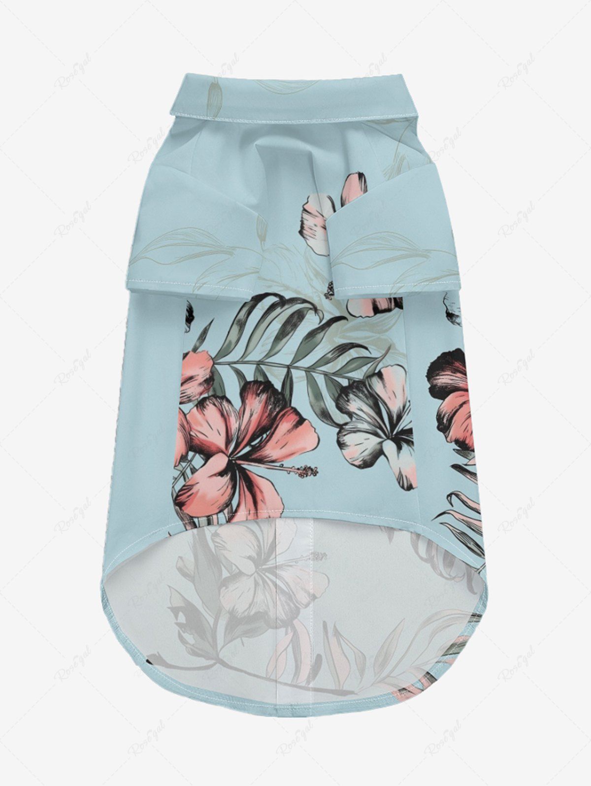 Pet's Hibiscus Flower Tropical Leaf Print Hawaii Button Shirt