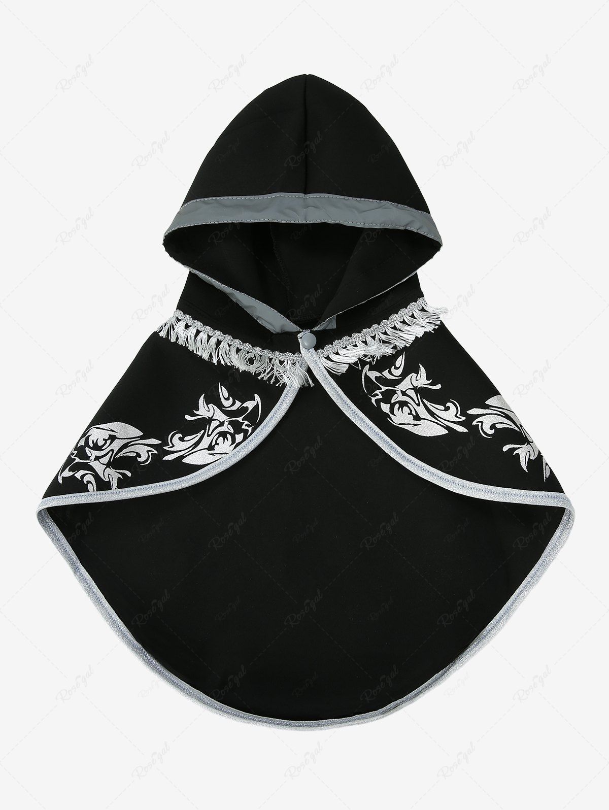 Pet's Monster Print Tassel Reflective Trim Halloween Button Cape Cloak