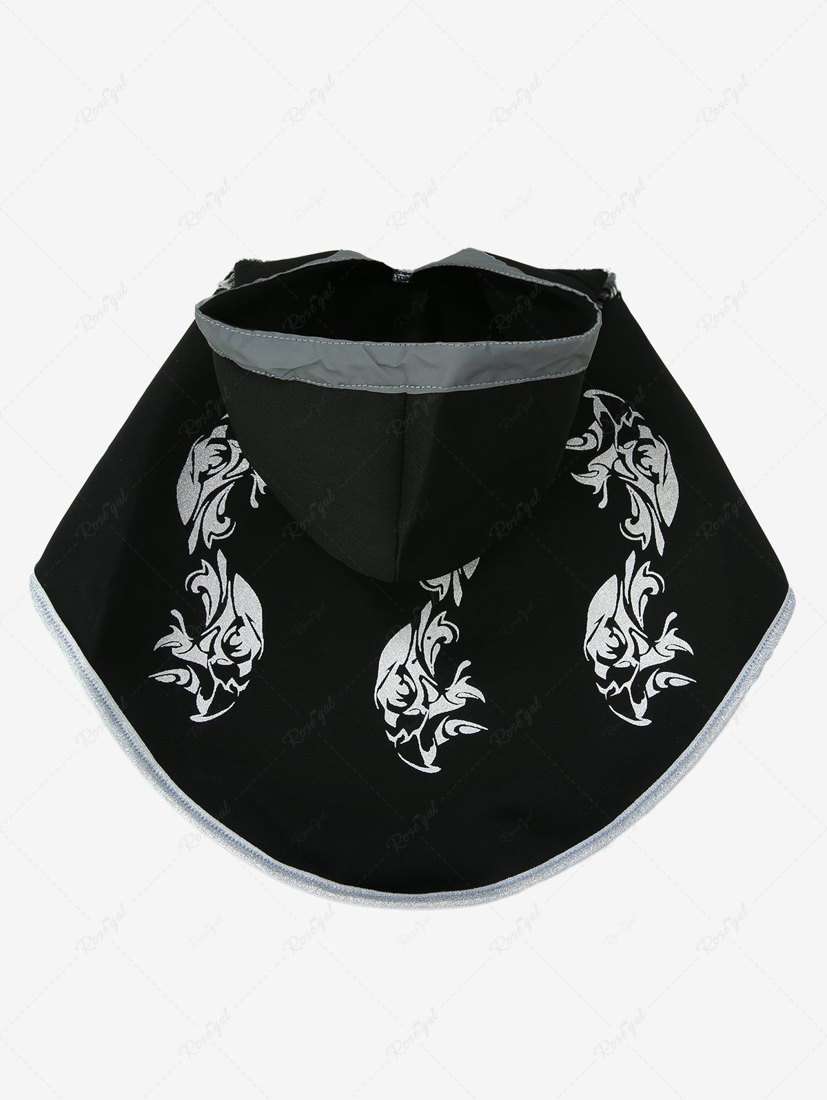 Pet's Monster Print Tassel Reflective Trim Halloween Button Cape Cloak