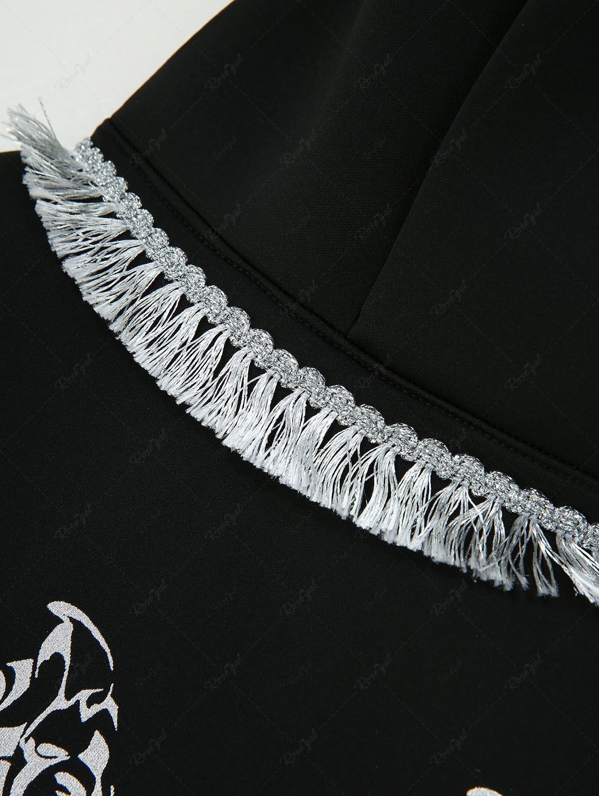 Pet's Monster Print Tassel Reflective Trim Halloween Button Cape Cloak