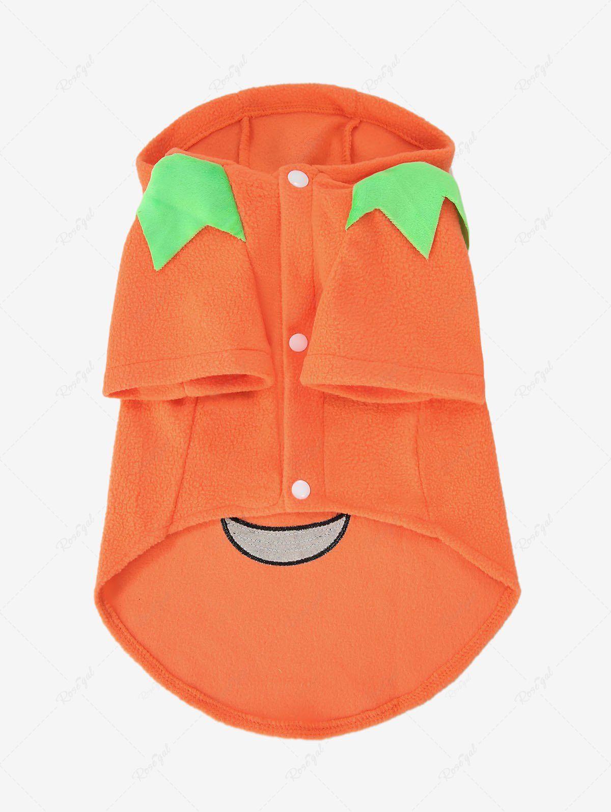 Pumpkin Flower Pattern Halloween Costume Fleece Buttons Hooded Coat and Shirts Dog and Owner Matching Outfits