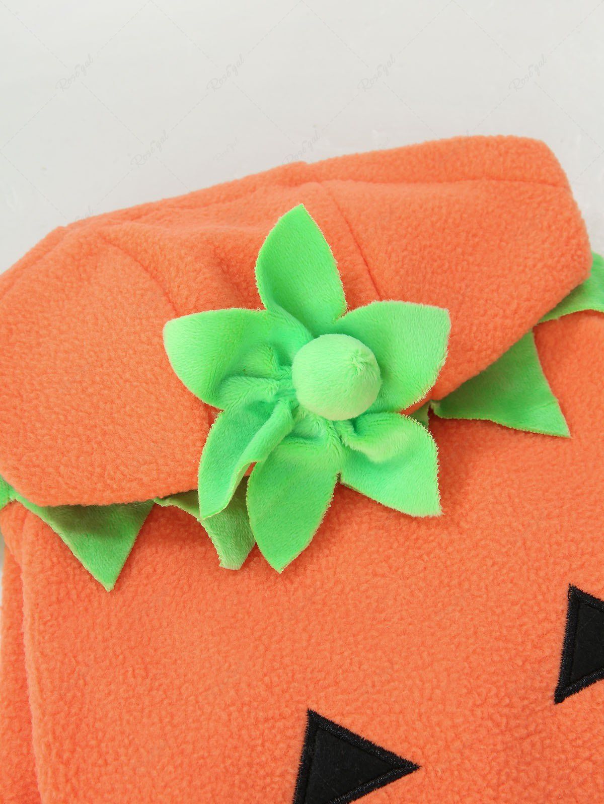 Pet's Pumpkin Flower Pattern Halloween Costume Fleece Buttons Hooded Coat