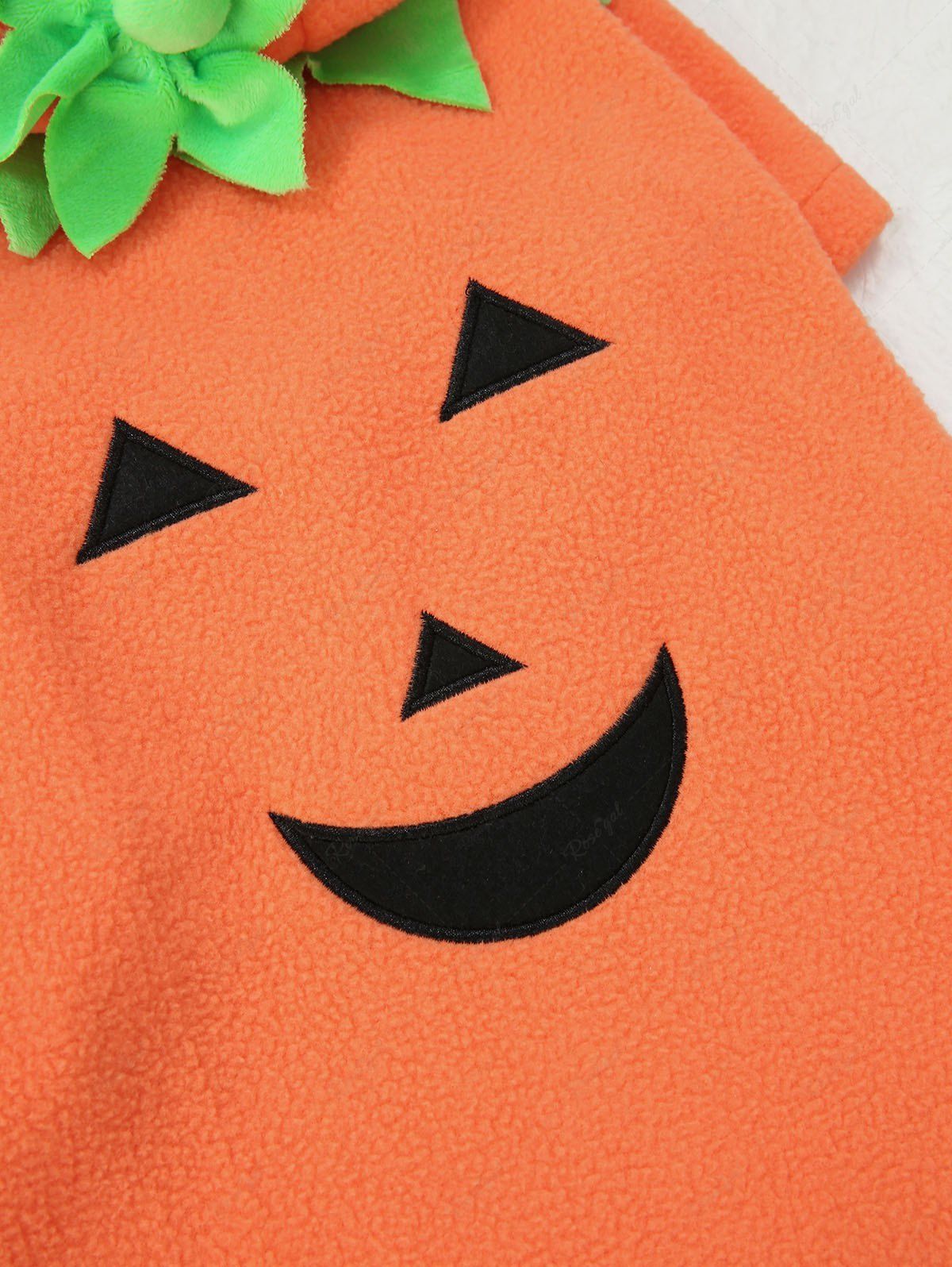 Pet's Pumpkin Flower Pattern Halloween Costume Fleece Buttons Hooded Coat