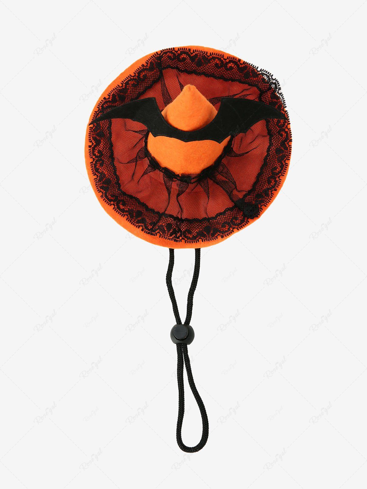 Pet's Halloween Costume Lace Bat Hat With Windproof Rope