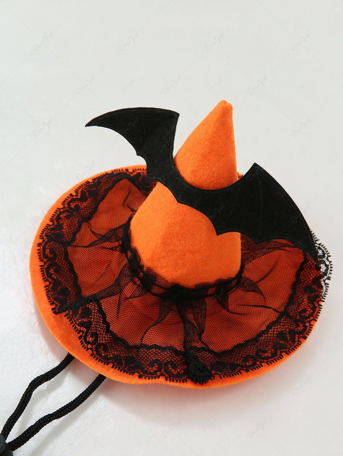 Pet's Halloween Costume Lace Bat Hat With Windproof Rope