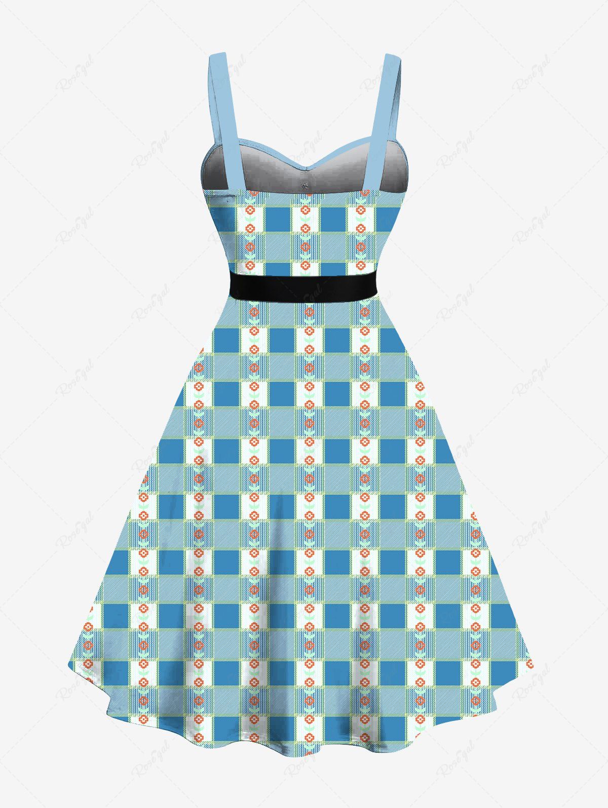 Plaid Flowers Print Ruffles Dresses Dog and Owner Matching Outfits