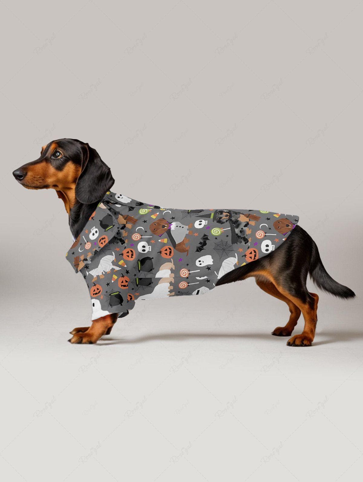 Pet's Halloween Costume Dogs Ghost Skulls Candy Pumpkin Print Shirt