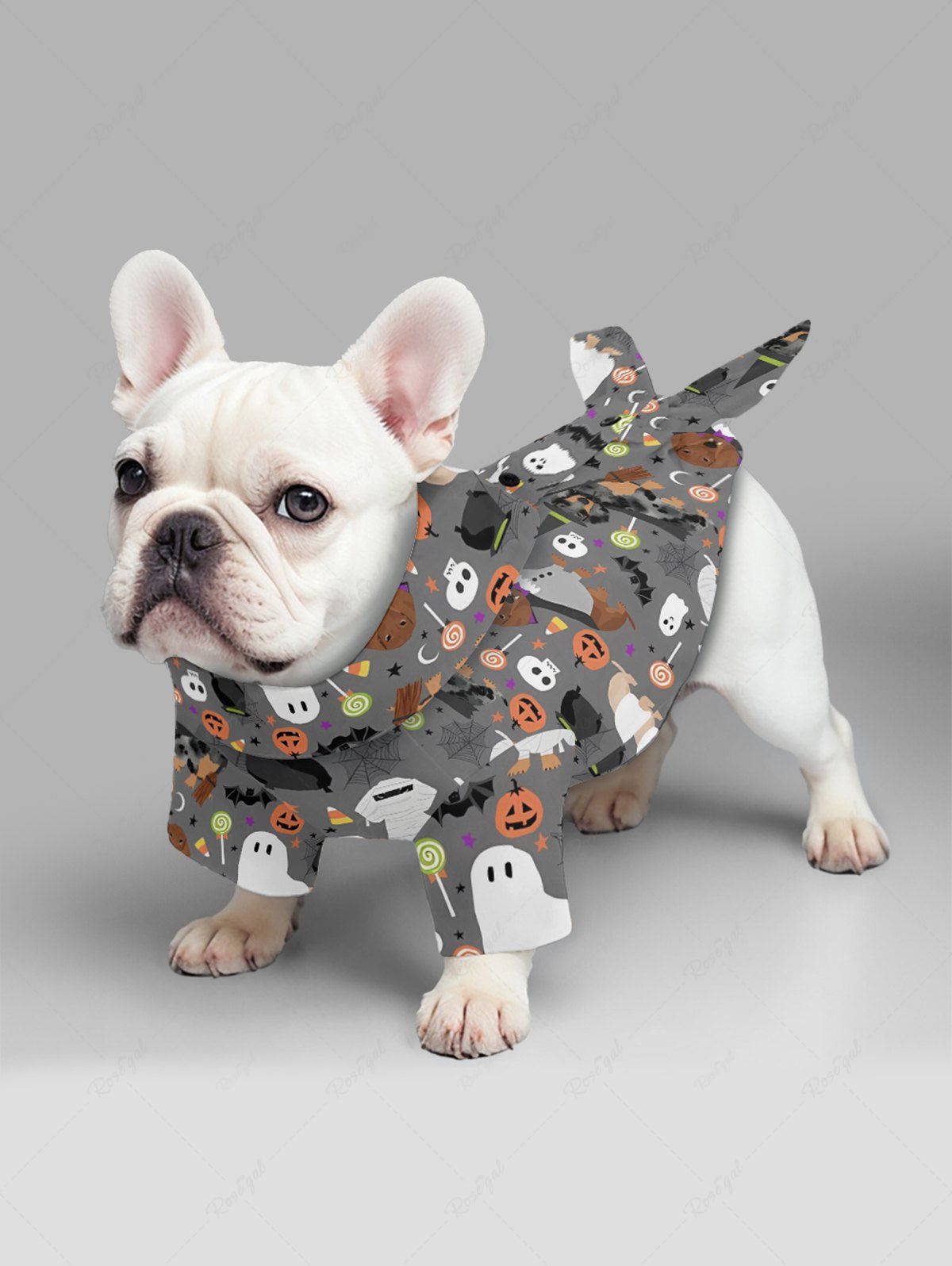 Pet's Halloween Costume Dogs Ghost Skulls Candy Pumpkin Print Shirt