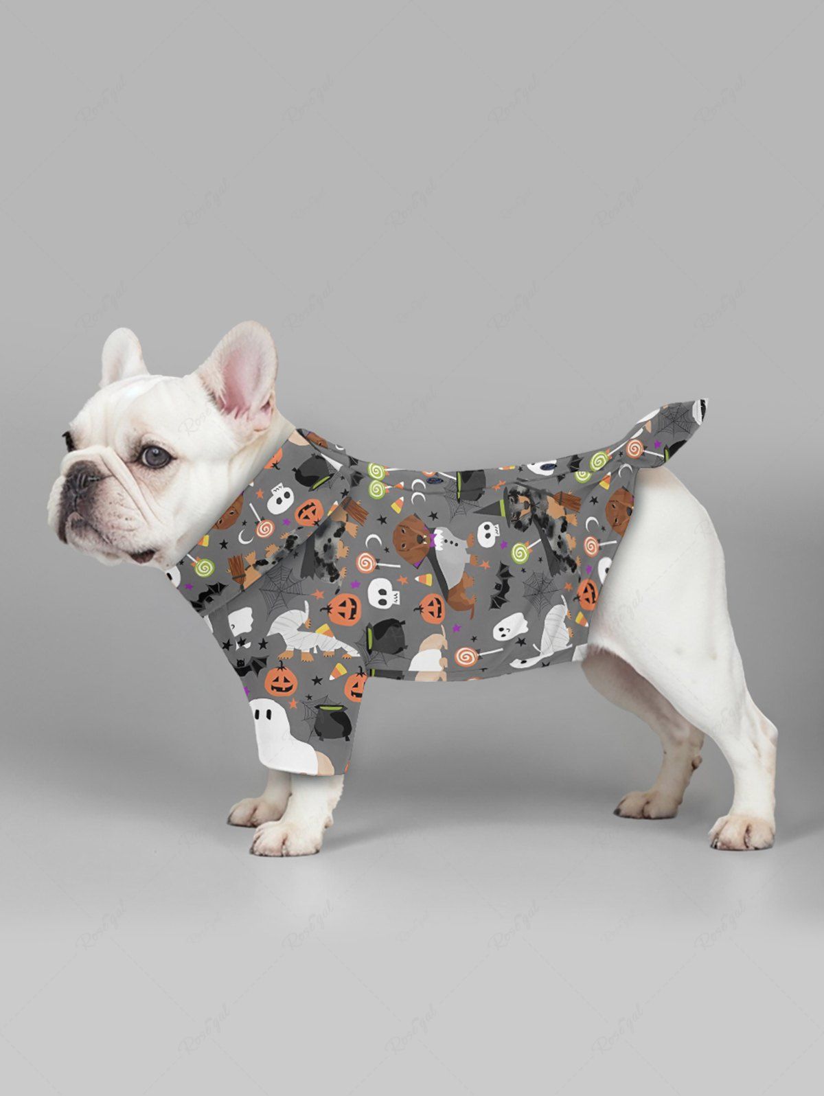 Pet's Halloween Costume Dogs Ghost Skulls Candy Pumpkin Print Shirt