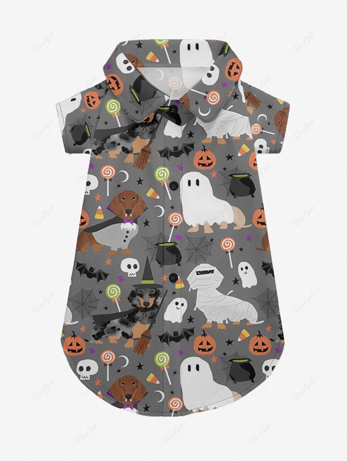Pet's Halloween Costume Dogs Ghost Skulls Candy Pumpkin Print Shirt