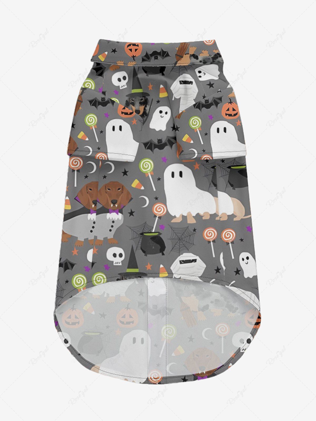 Pet's Halloween Costume Dogs Ghost Skulls Candy Pumpkin Print Shirt