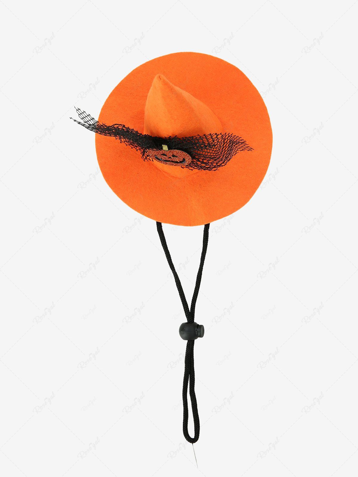 Pet's Halloween Costume Pumpkin Bowknot Fishnet Hat With Windproof Rope