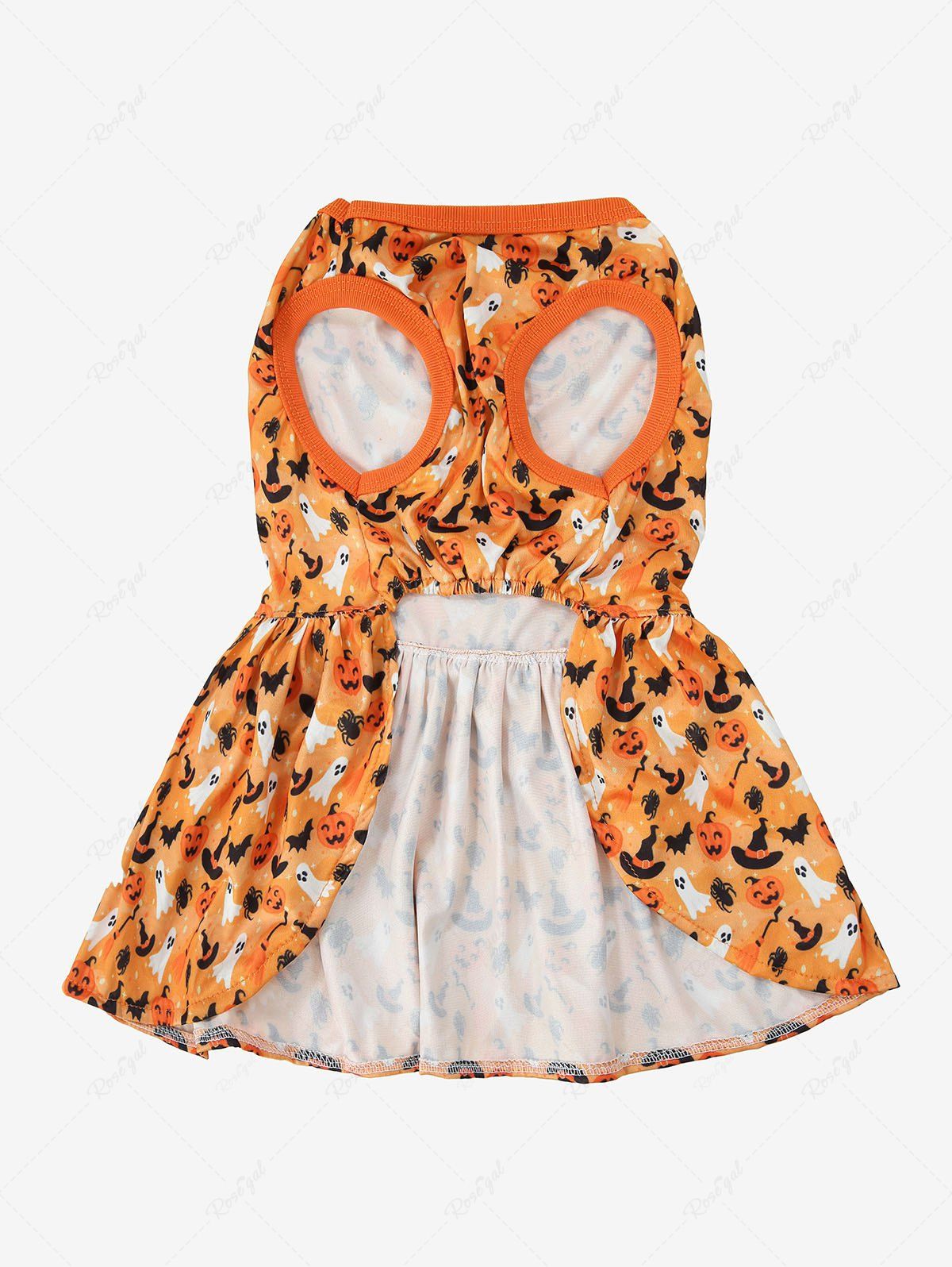 Halloween Pumpkin Bat Hat Ghost Spider Print Bowknot Dresses Dog and Owner Matching Outfits