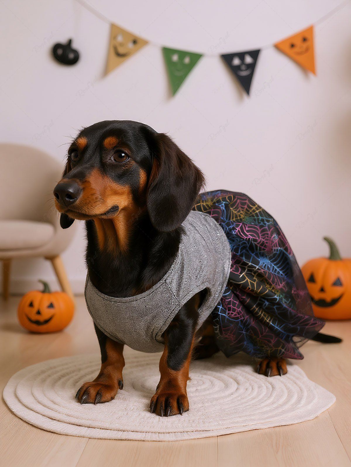 Halloween Spider Web Printed Dresses Dog and Owner Matching Outfits