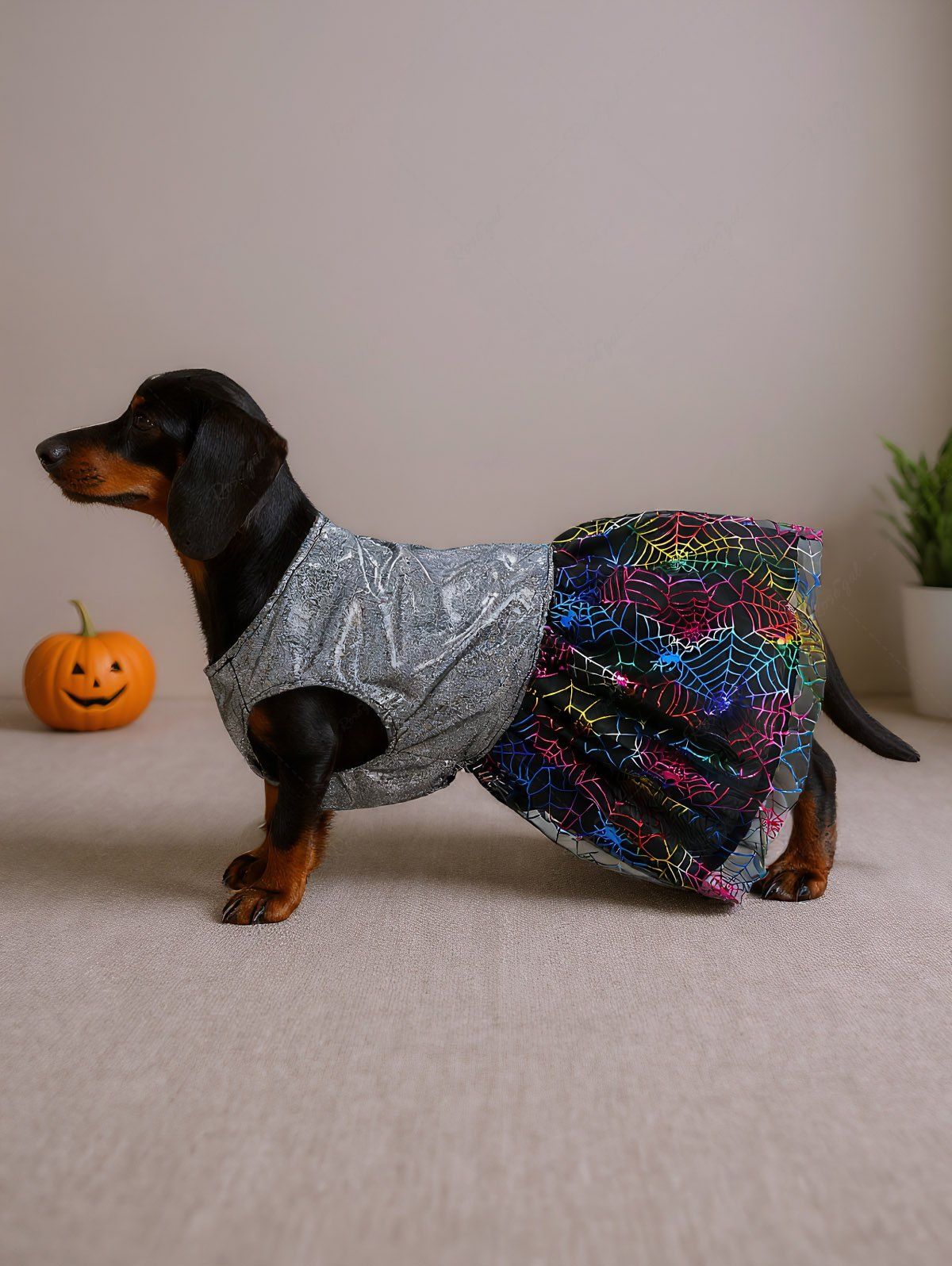 Halloween Spider Web Printed Dresses Dog and Owner Matching Outfits