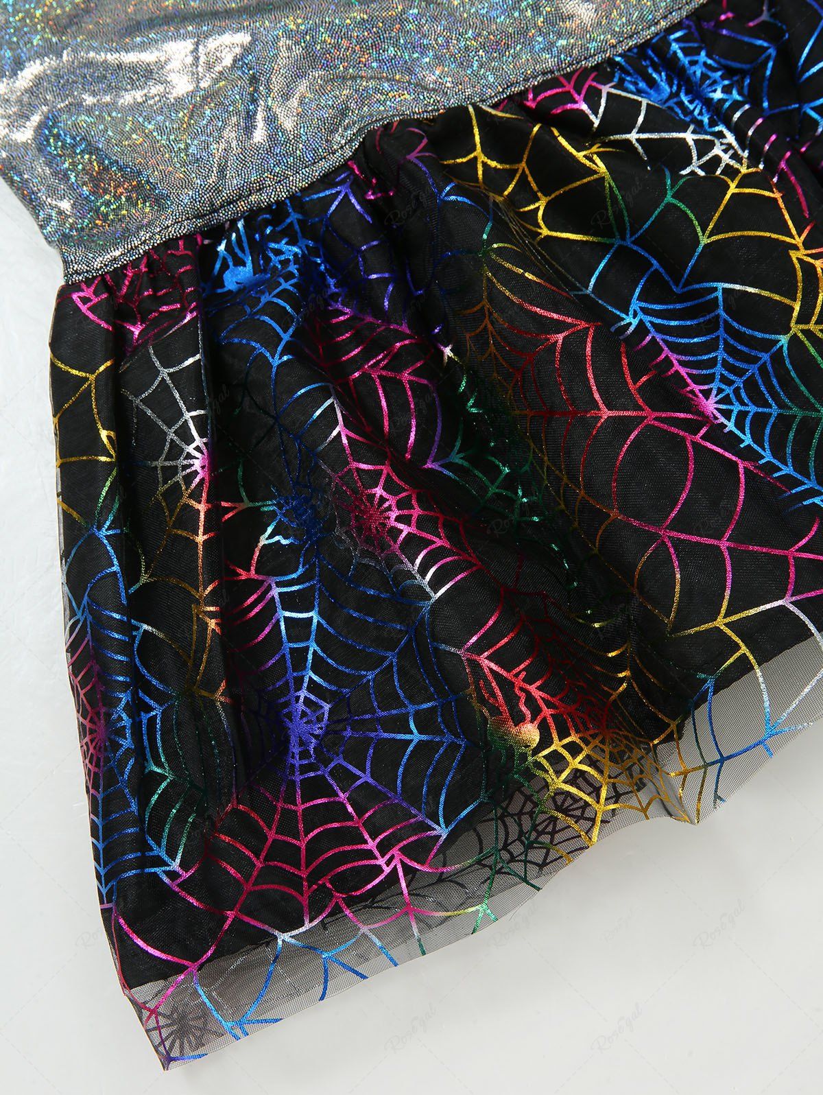 Pet's Halloween Spider Web Print Sparkling Sequins Dress