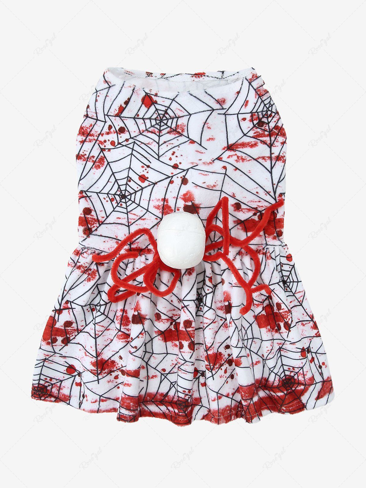 Halloween Spider Web Paint Splatter Print Skull Dresses Dog and Owner Matching Outfits
