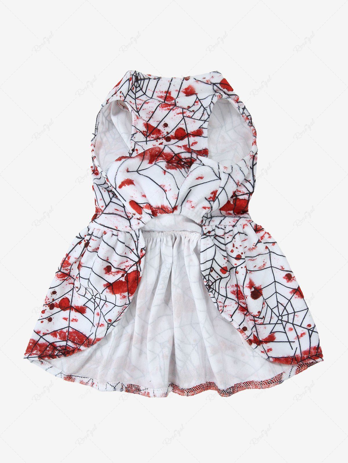 Halloween Spider Web Paint Splatter Print Skull Dresses Dog and Owner Matching Outfits