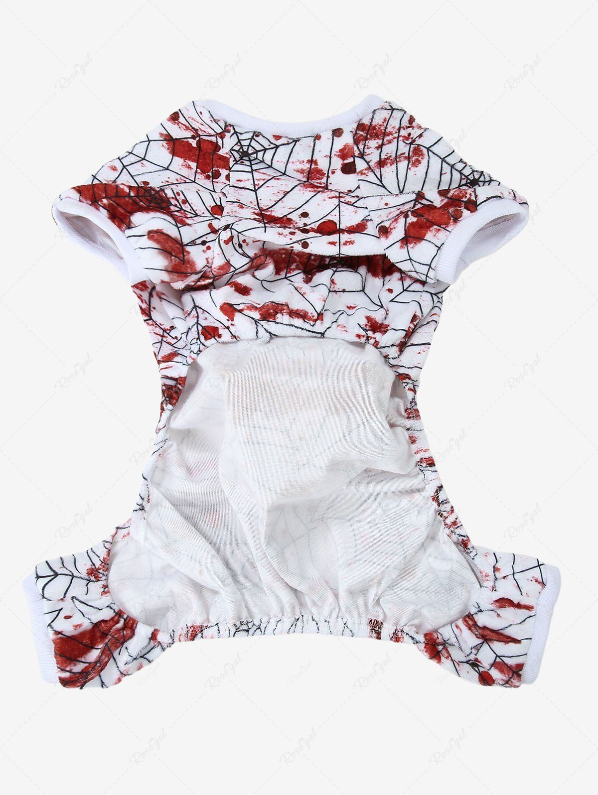 Pet's Halloween Costume Spider Web Paint Splatter Print Skull Fleece Pajama