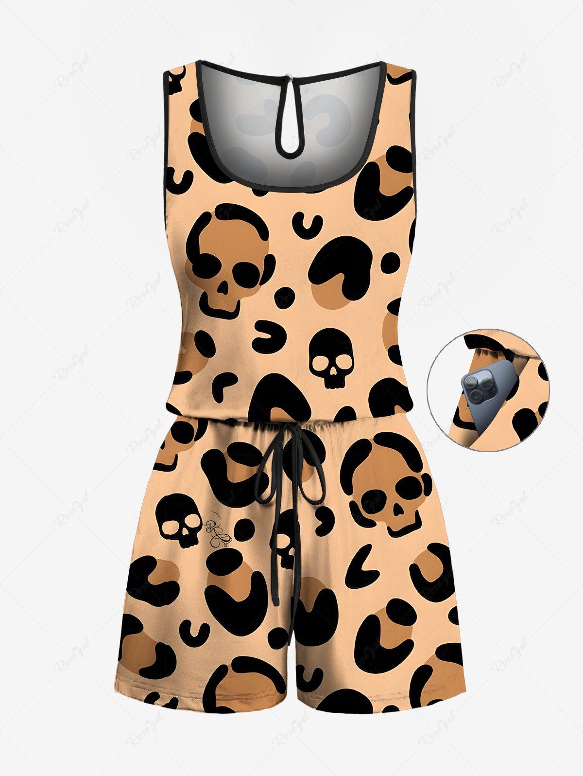 Skull Mushroom Leopard Printed Halloween Tank Top Romper Dog And Owner Matching Outfits