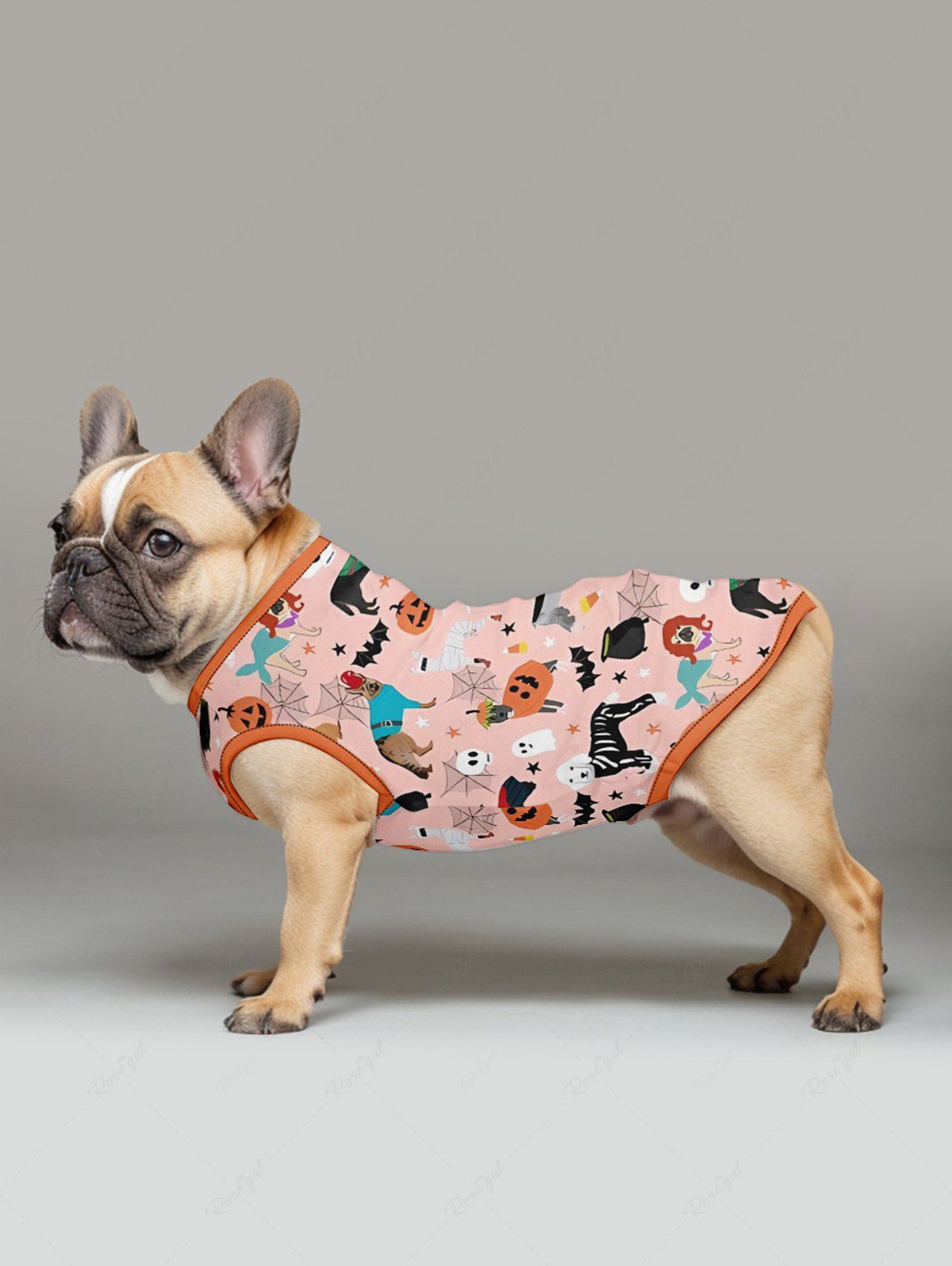 Halloween Pumpkin Bat Spider Web Dogs Skulls Ghost Print Tank Top and Shirt Dog and Owner Matching Outfits
