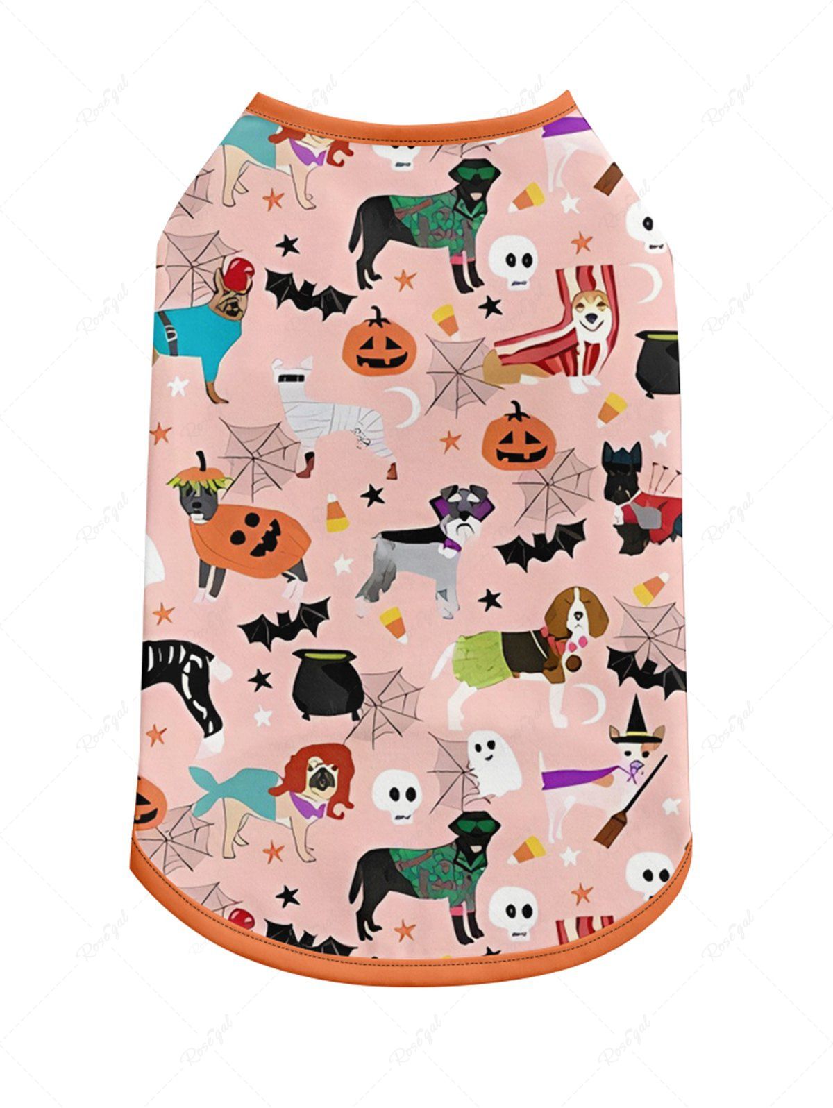 Pet's Halloween Pumpkin Bat Spider Web Dogs Skulls Ghost Print Tank Top