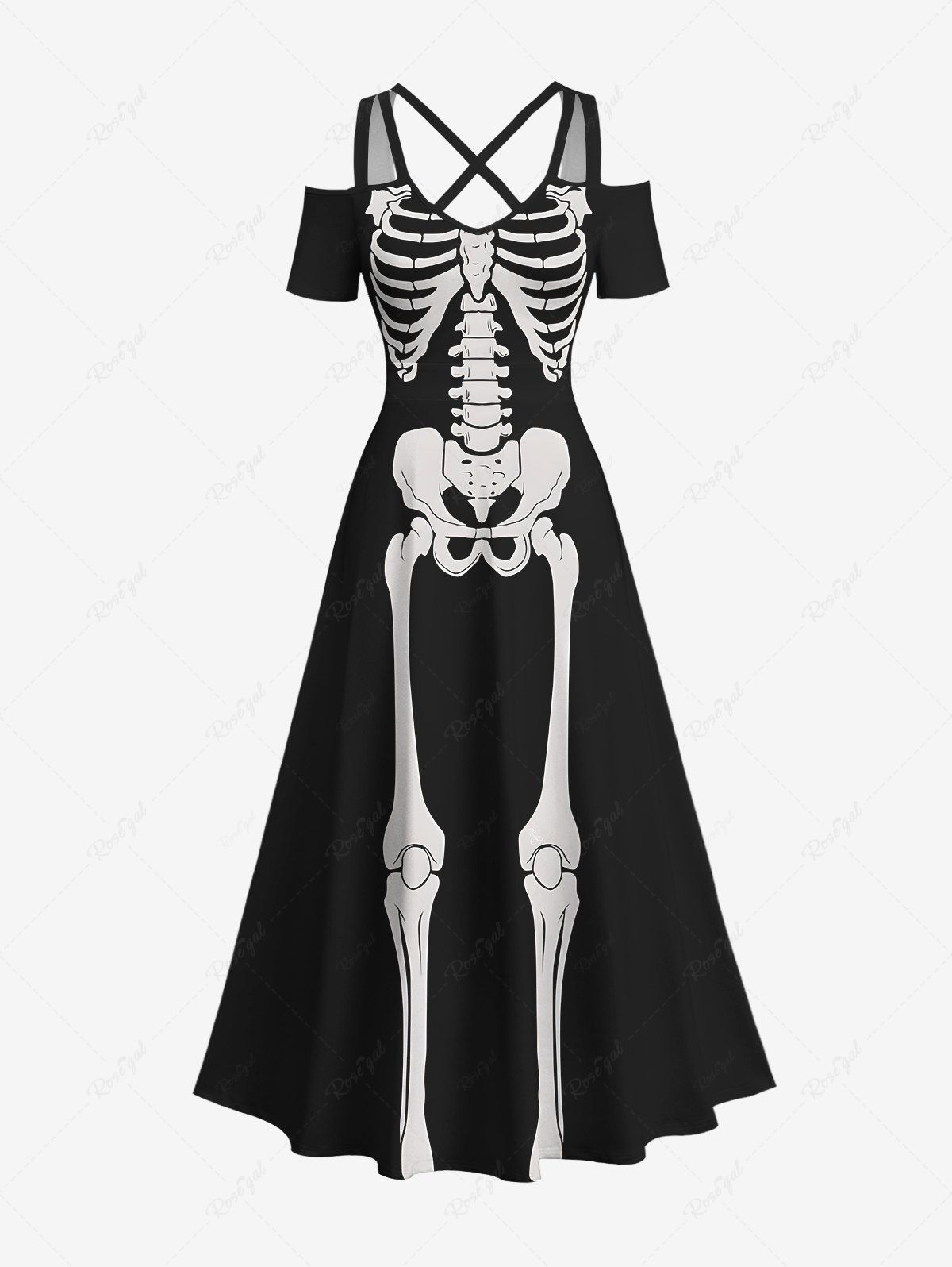 Halloween Costume Skeleton Print Shirt and Dress Dog and Owner Matching Outfits