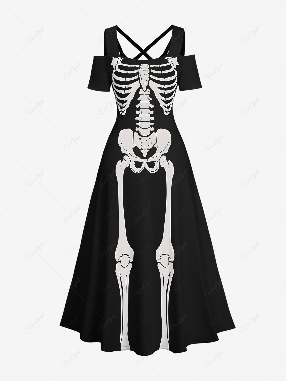 Halloween Costume Skeleton Print Shirt and Dress Dog and Owner Matching Outfits