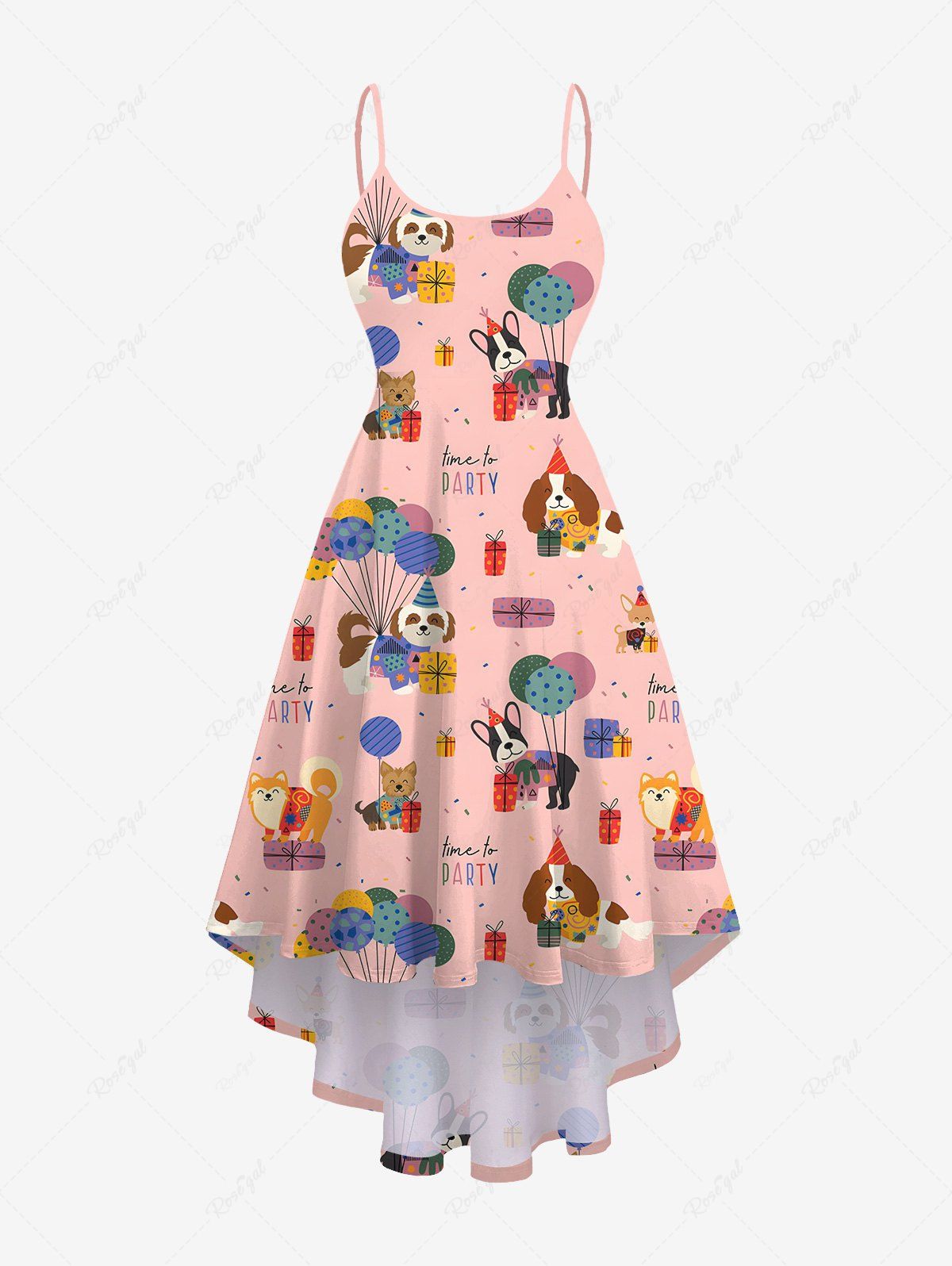 Colorful Cute Puppy Balloons Gift Printed T-shirt Dress Dog And Owner Matching Outfits