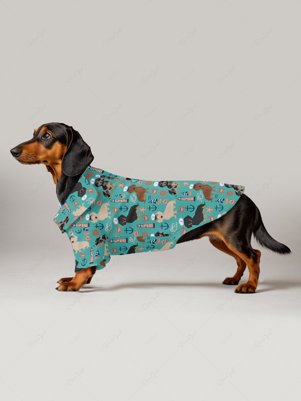 Dogs Anchor Lighthouse Crab Starfish Print Shirt Dog and Owner Matching Outfits