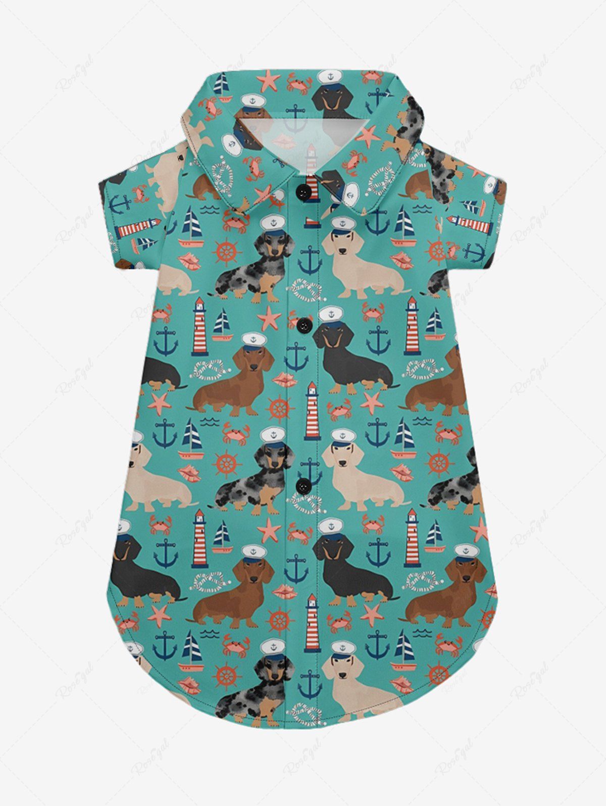 Dogs Anchor Lighthouse Crab Starfish Print Shirt Dog and Owner Matching Outfits