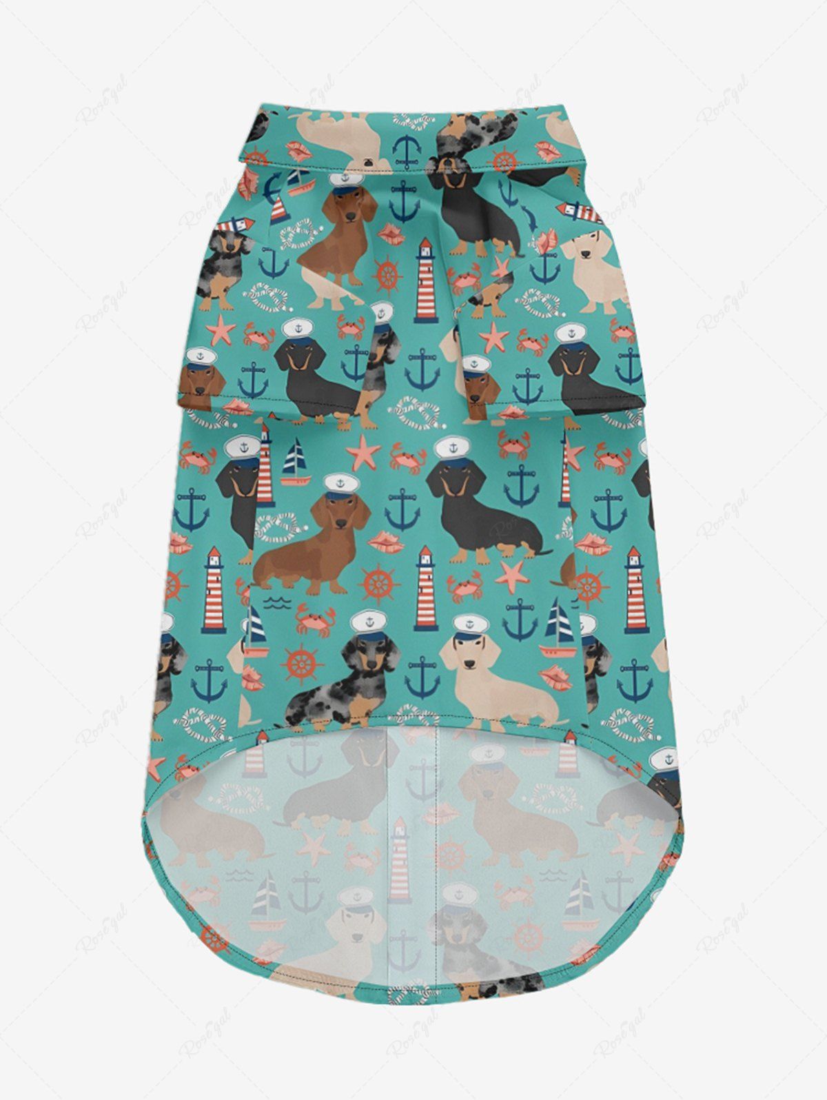Dogs Anchor Lighthouse Crab Starfish Print Shirt Dog and Owner Matching Outfits