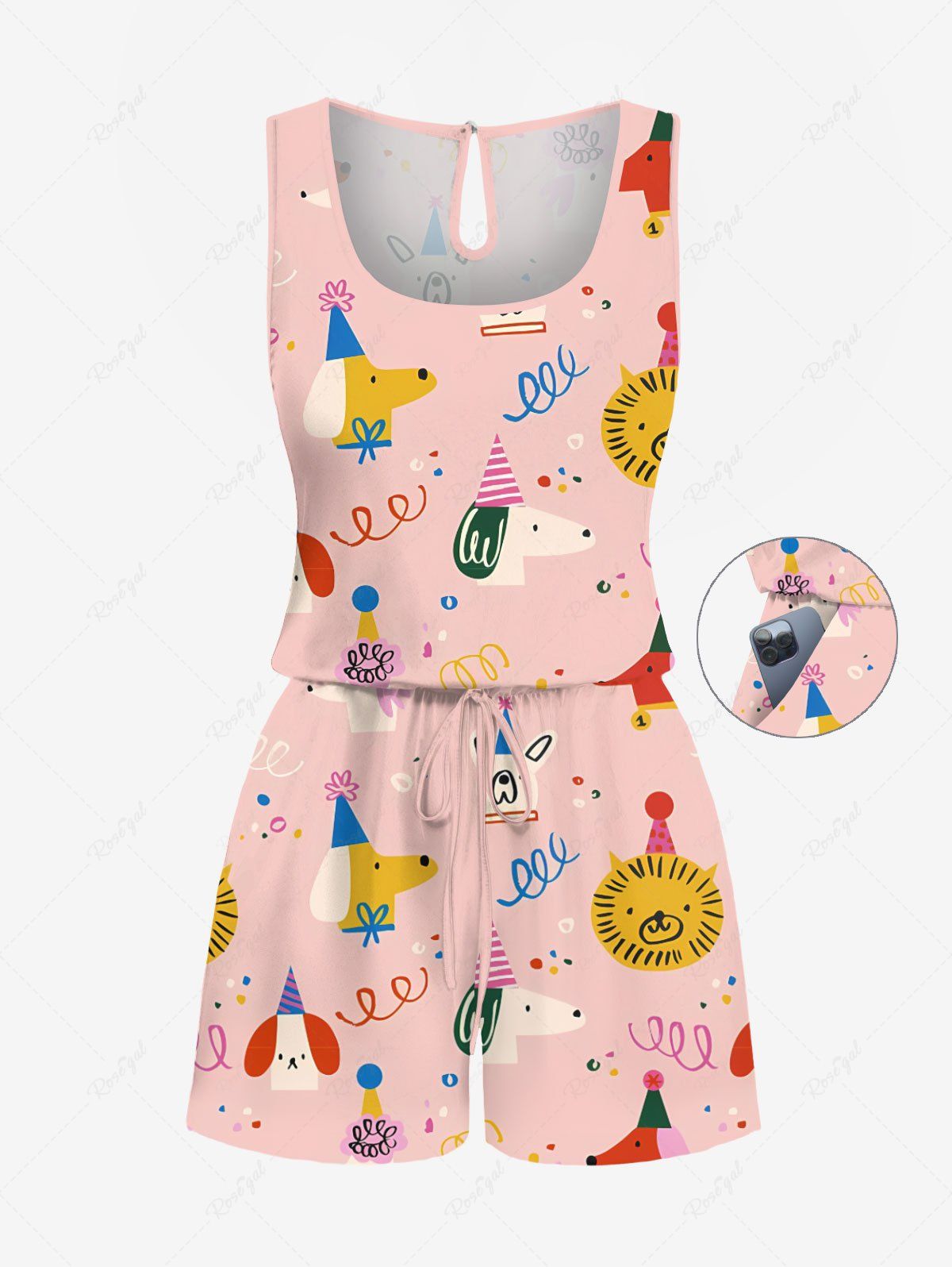 Cute Puppy Lion Animal Printed Birthday Party Tank Top Romper Dog And Owner Matching Outfits