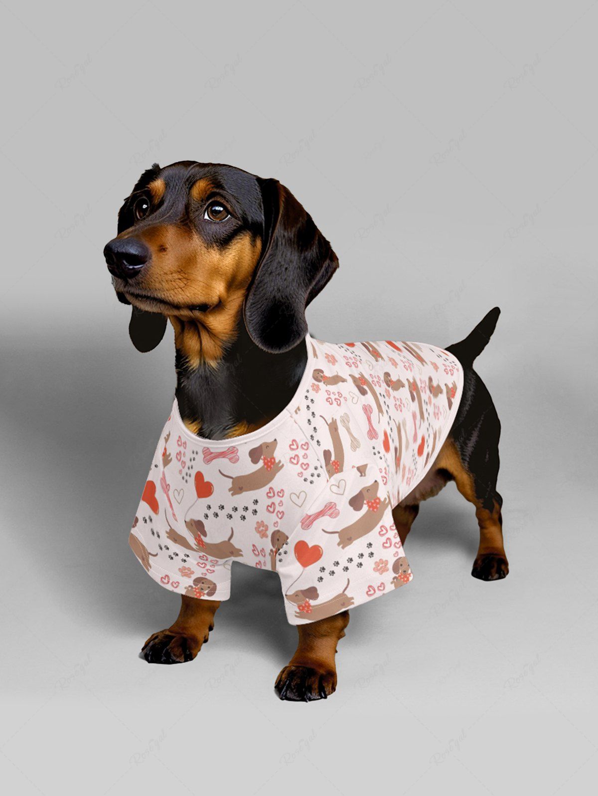 Dogs Heart Bone Foot Print T-shirt Dog and Owner Matching Outfits
