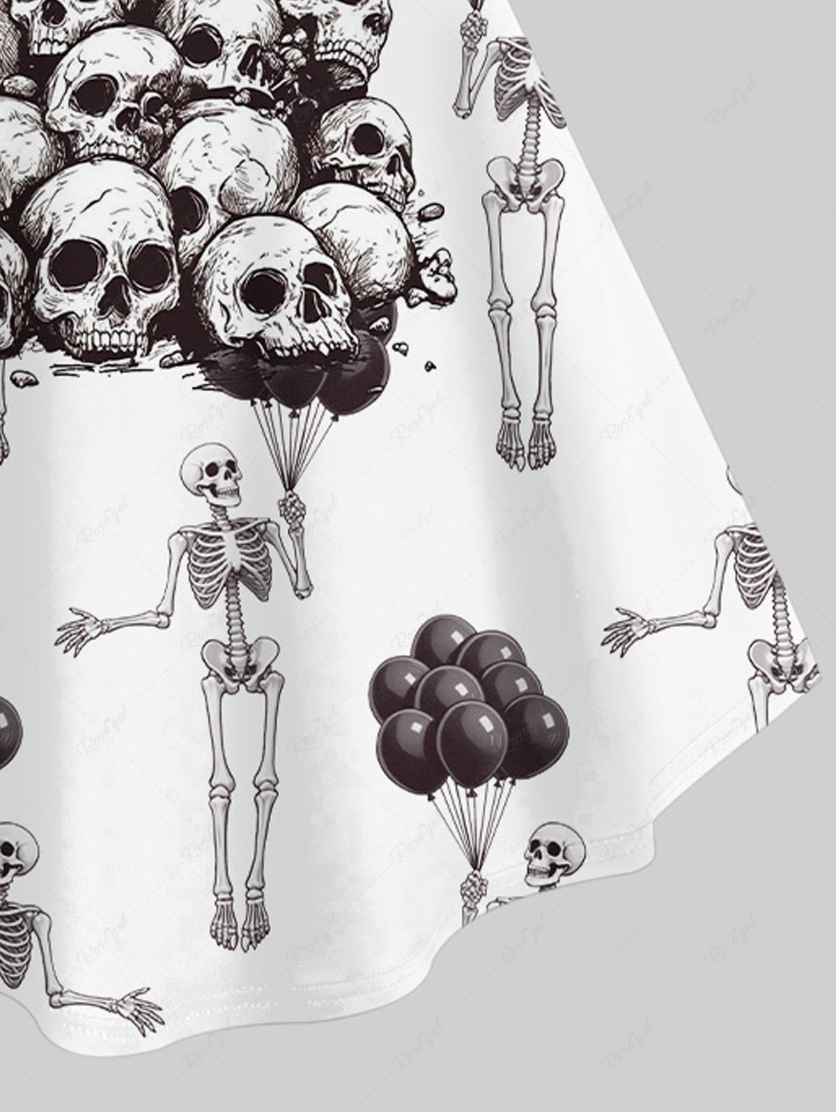 Plus Size Skull Dog Bat Skeleton Balloons Print Halloween Women T-shirt