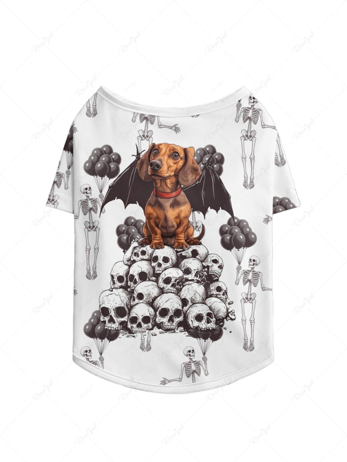 Skull Puppy Bat Skeleton Balloons Printed Halloween T-shirt Dog And Owner Matching Outfits