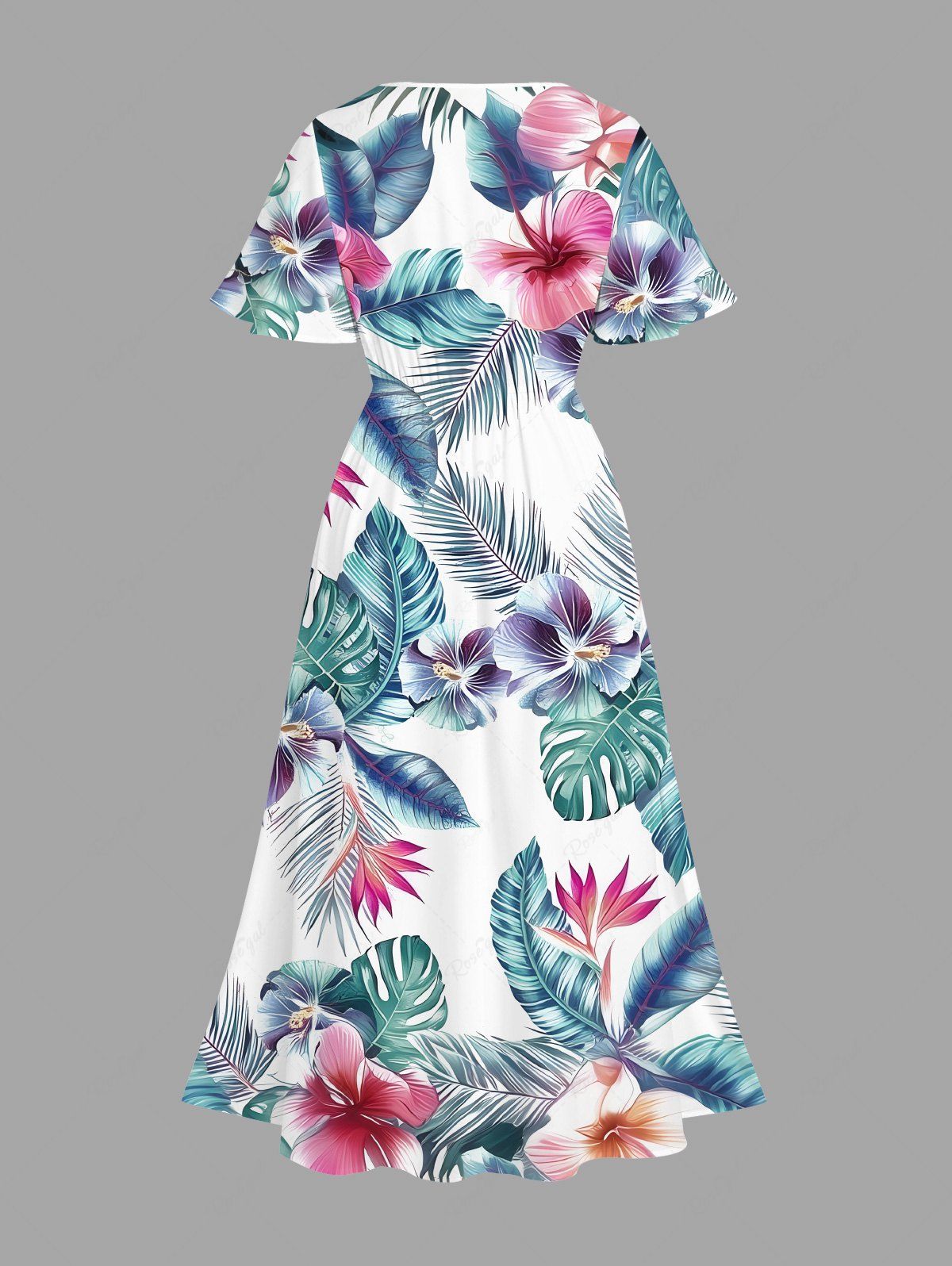 Tropical Leaf Hibiscus Flower Printed Hawaii Shirt Dress Dog And Owner Matching Outfits