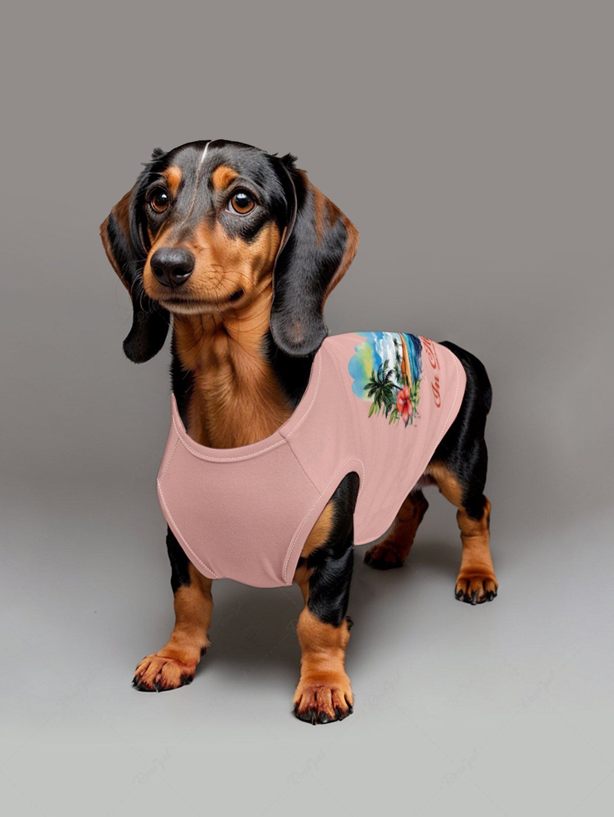 Coconut Tree Hibiscus Flower Heart Seascape Printed Hawaii Tank Top T-shirt Dog And Owner Matching Outfits