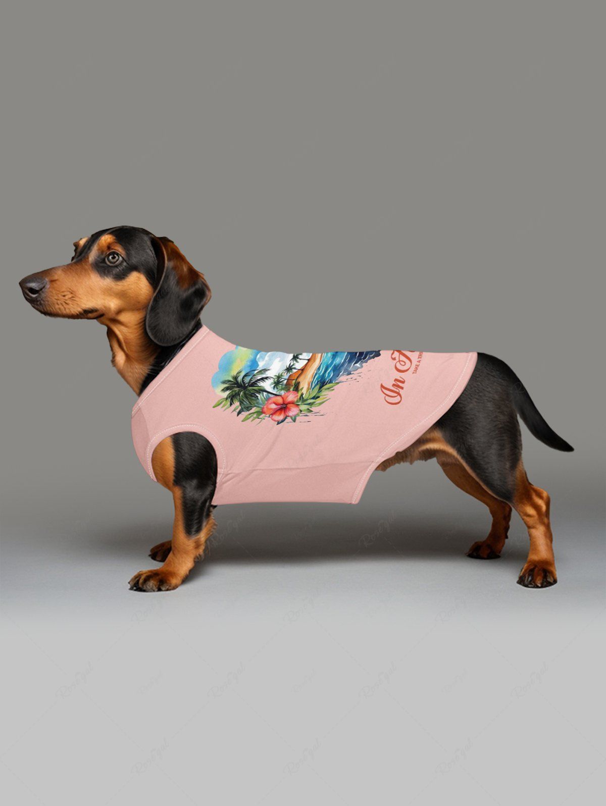 Coconut Tree Hibiscus Flower Heart Seascape Printed Hawaii Tank Top T-shirt Dog And Owner Matching Outfits