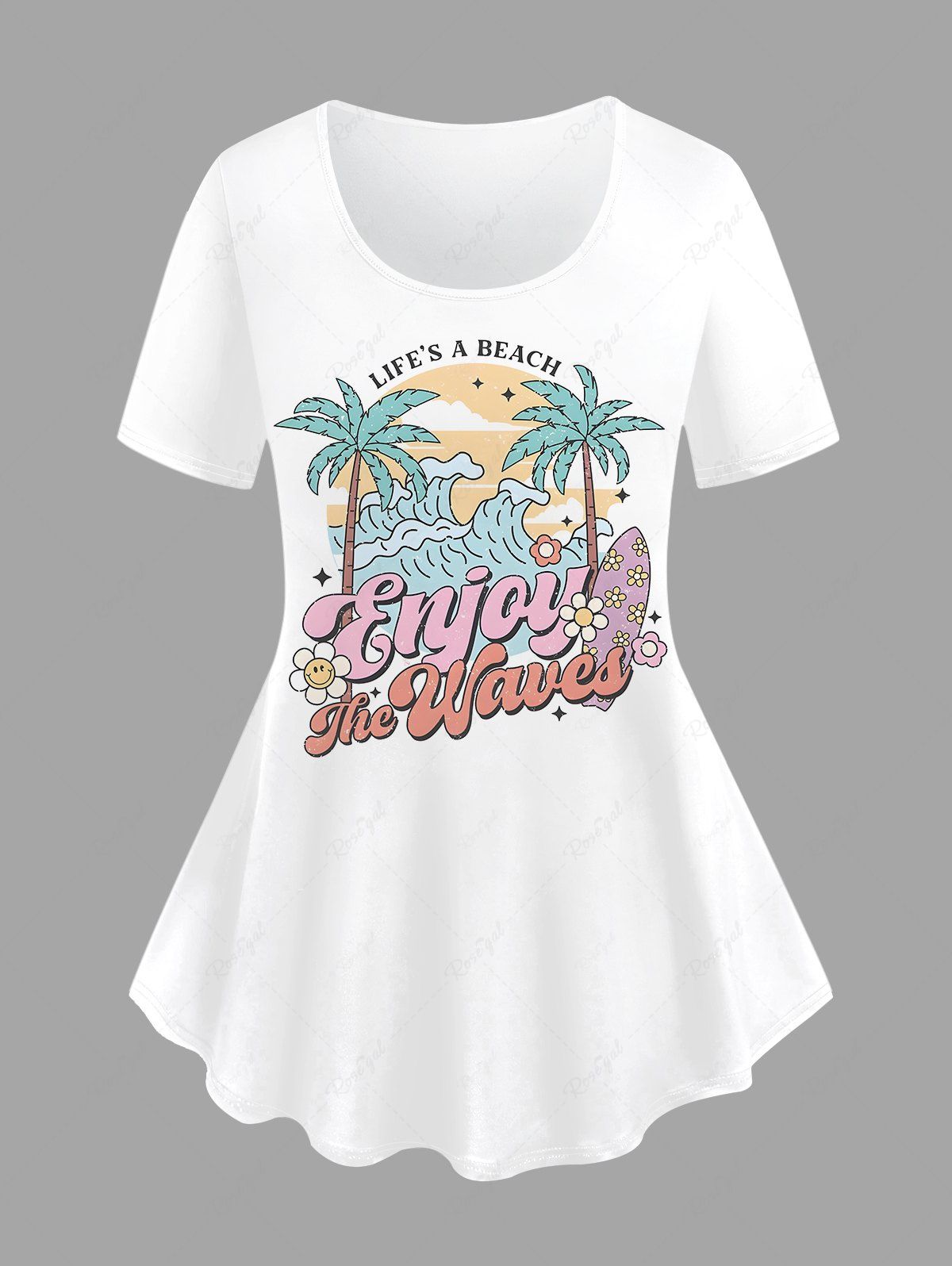 Coconut Tree Sea Waves Flowers Print Hawaii T-shirts Dog and Owner Matching Outfits