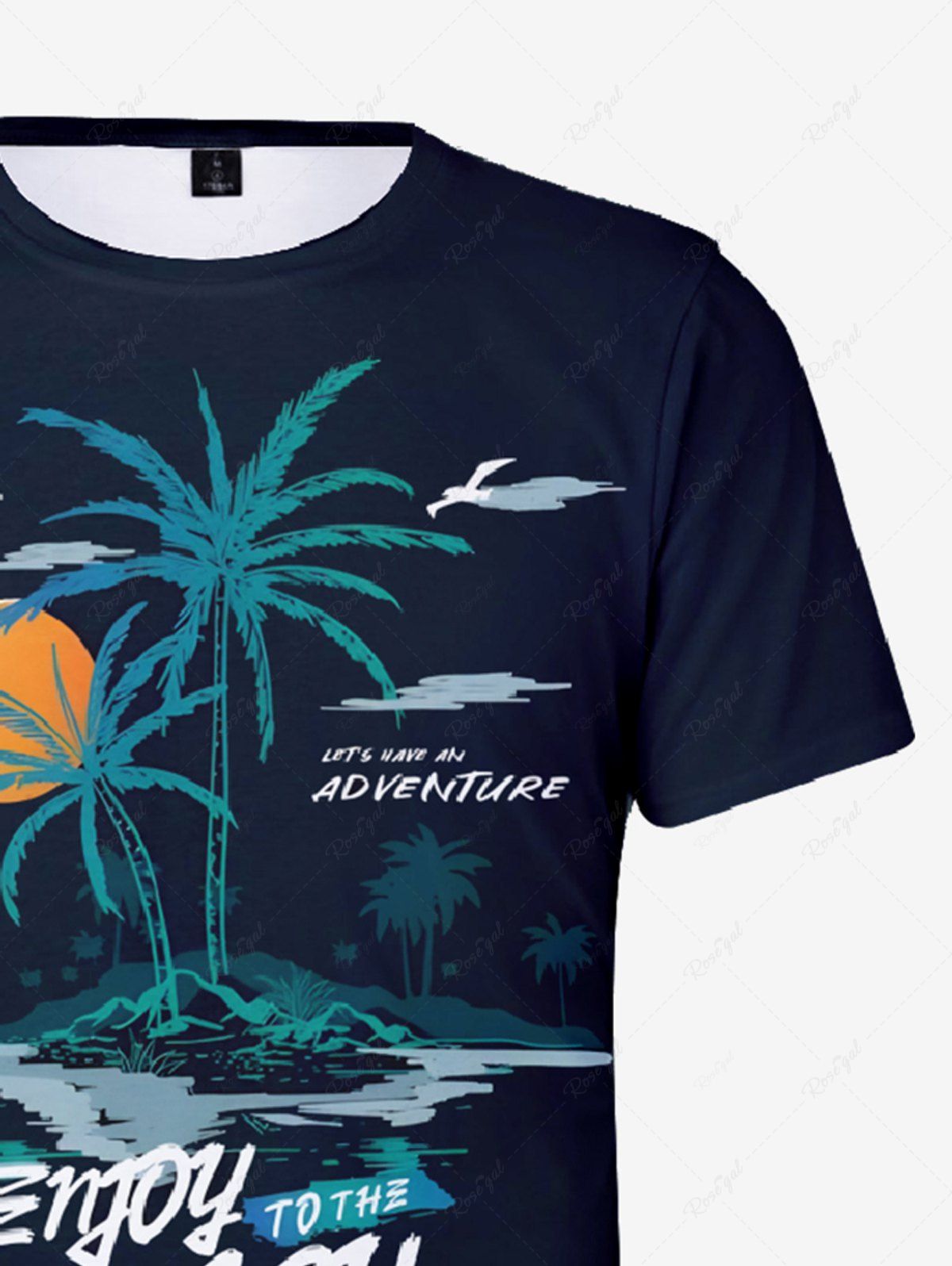Plus Size Coconut Tree Sun Print Hawaii T-shirt For Men