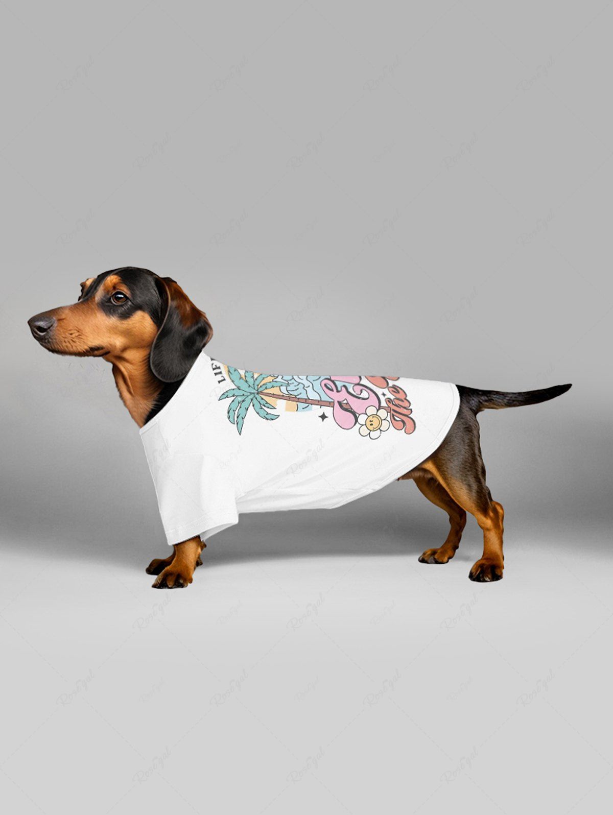 Pet's Coconut Tree Sea Waves Flowers Print Hawaii T-shirt