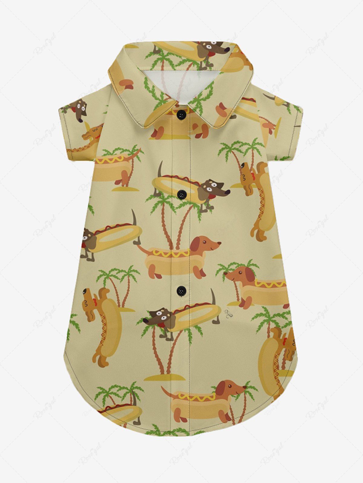 Pet's Coconut Tree Hot Dogs Print Hawaii Shirt