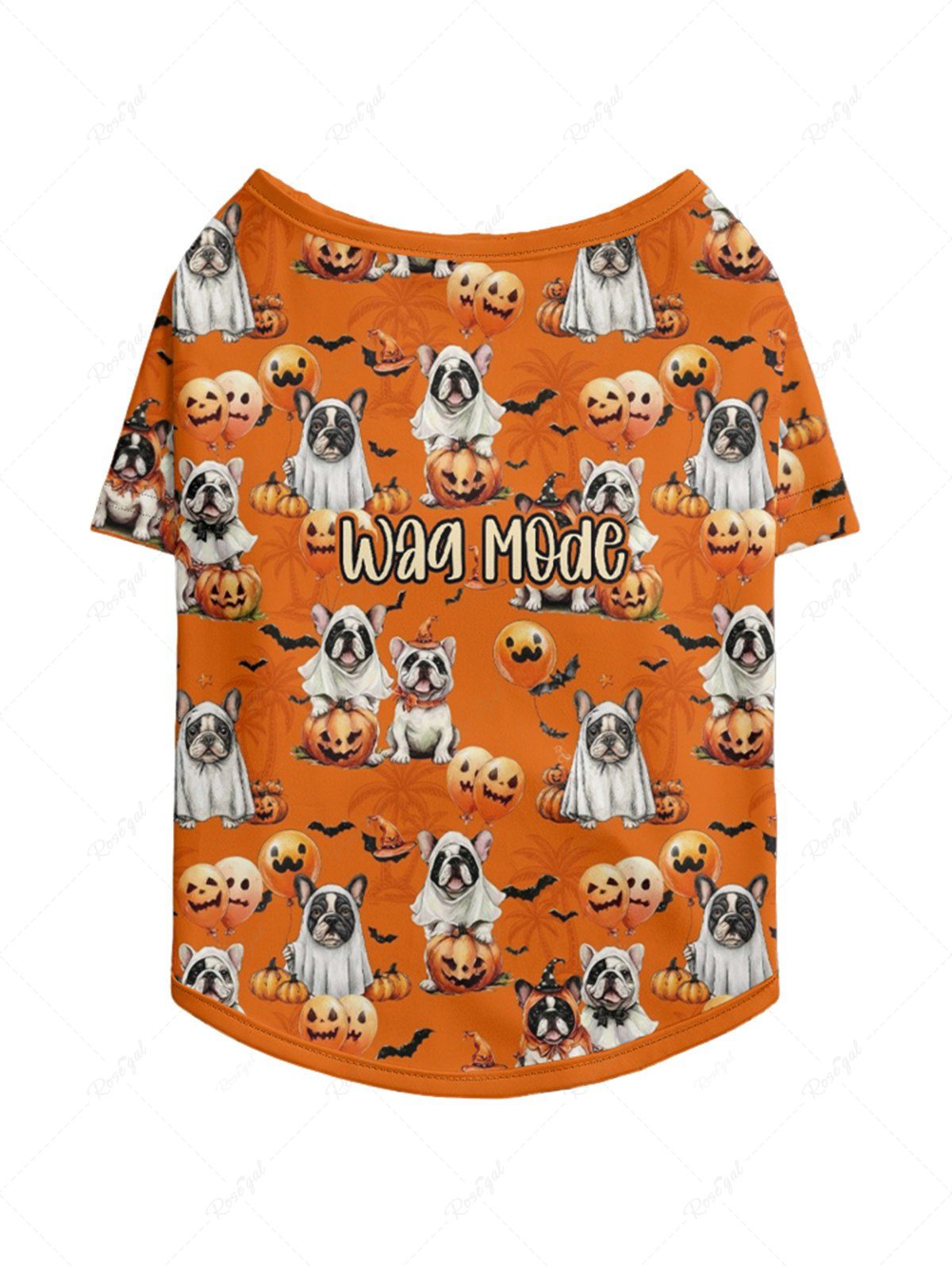 Pet's Halloween Dogs Pumpkin Bat Print T-shirt