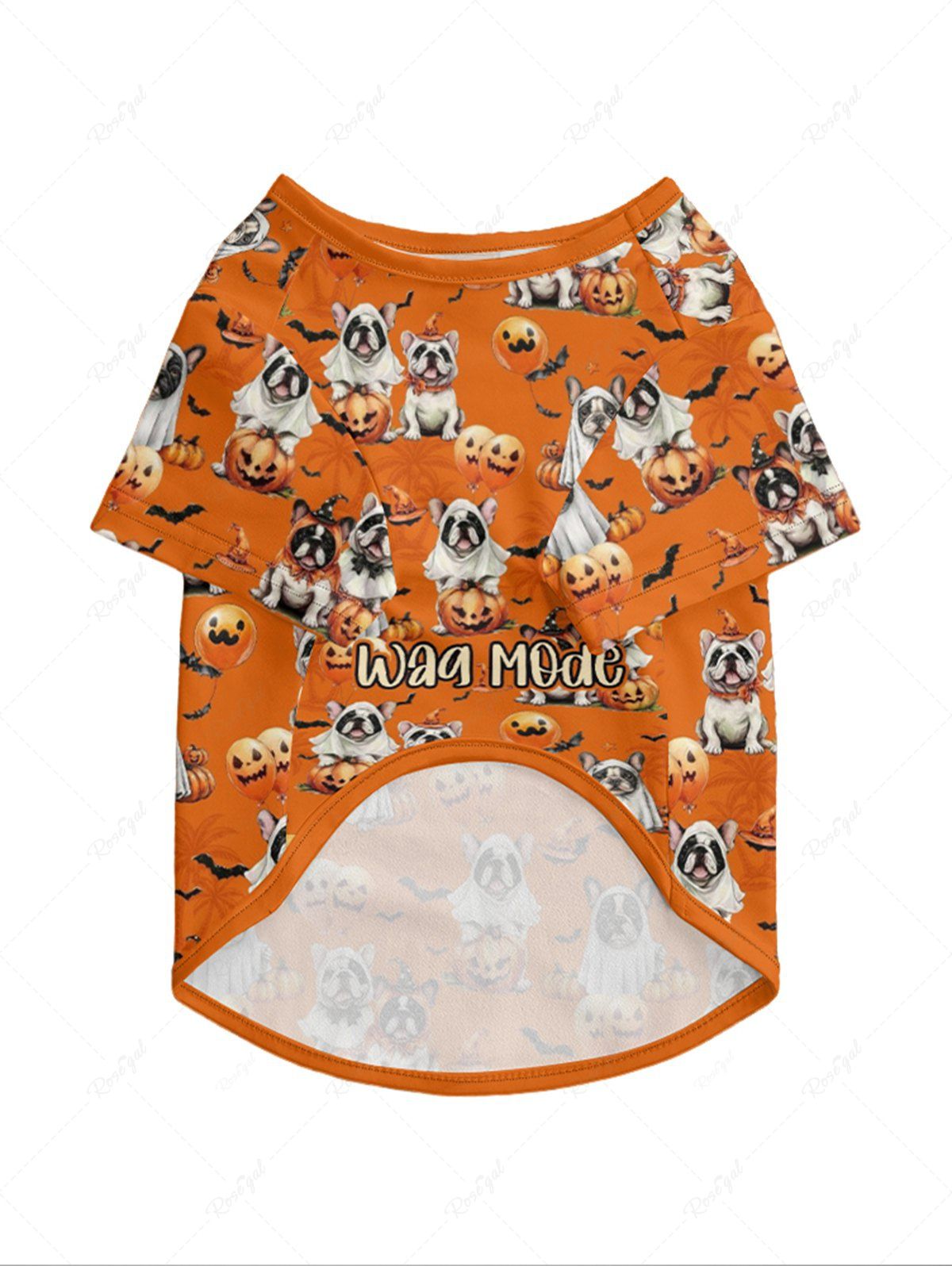 Pet's Halloween Dogs Pumpkin Bat Print T-shirt