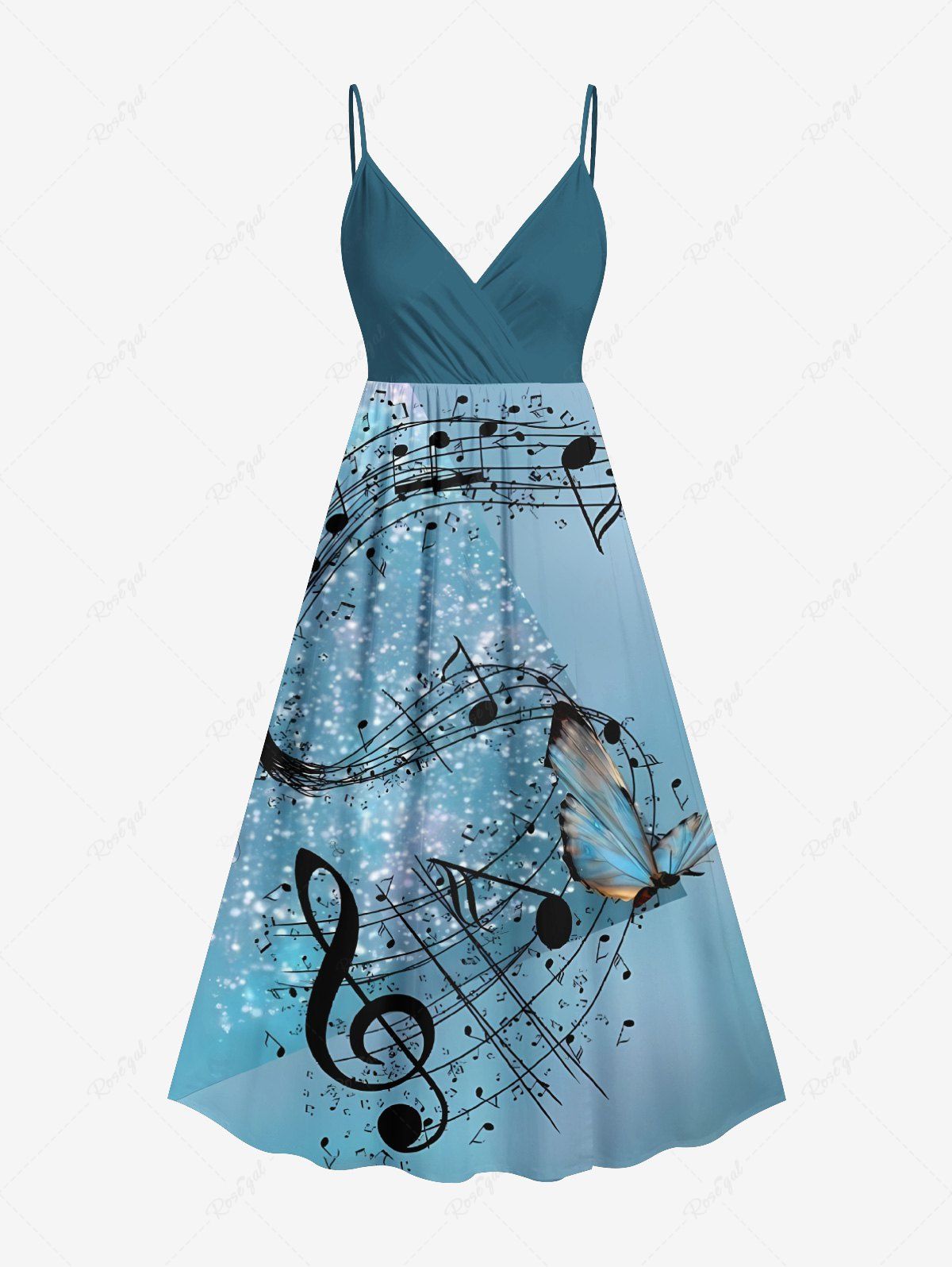 Glitter Music Symbol Butterfly Printed Hawaii Shirt Dress Dog And Owner Matching Outfits