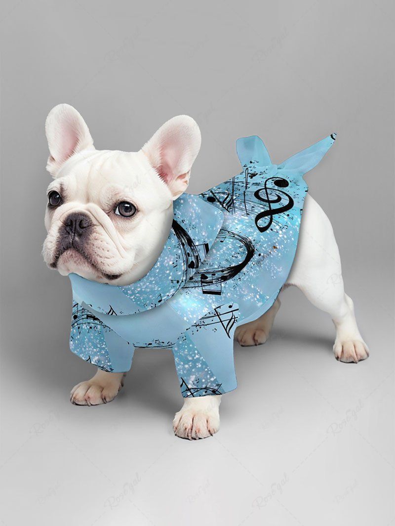 Pet's Glitter Music Symbol Butterfly Print Hawaii Button Shirt