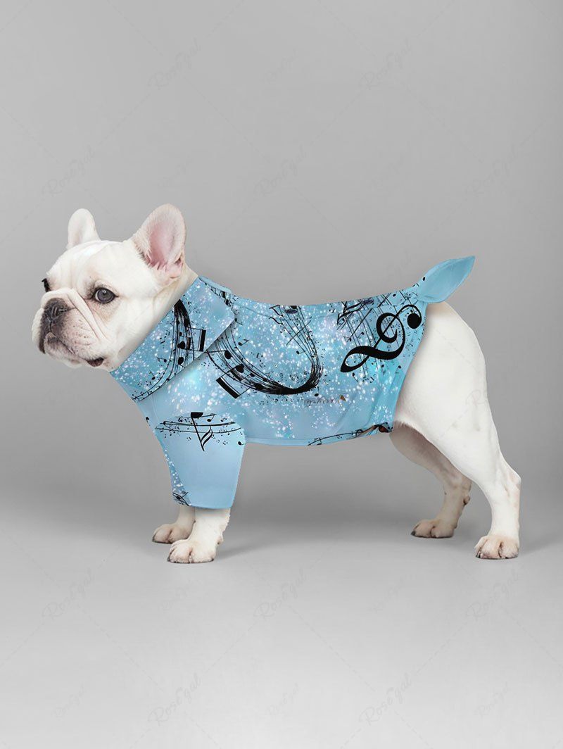 Pet's Glitter Music Symbol Butterfly Print Hawaii Button Shirt