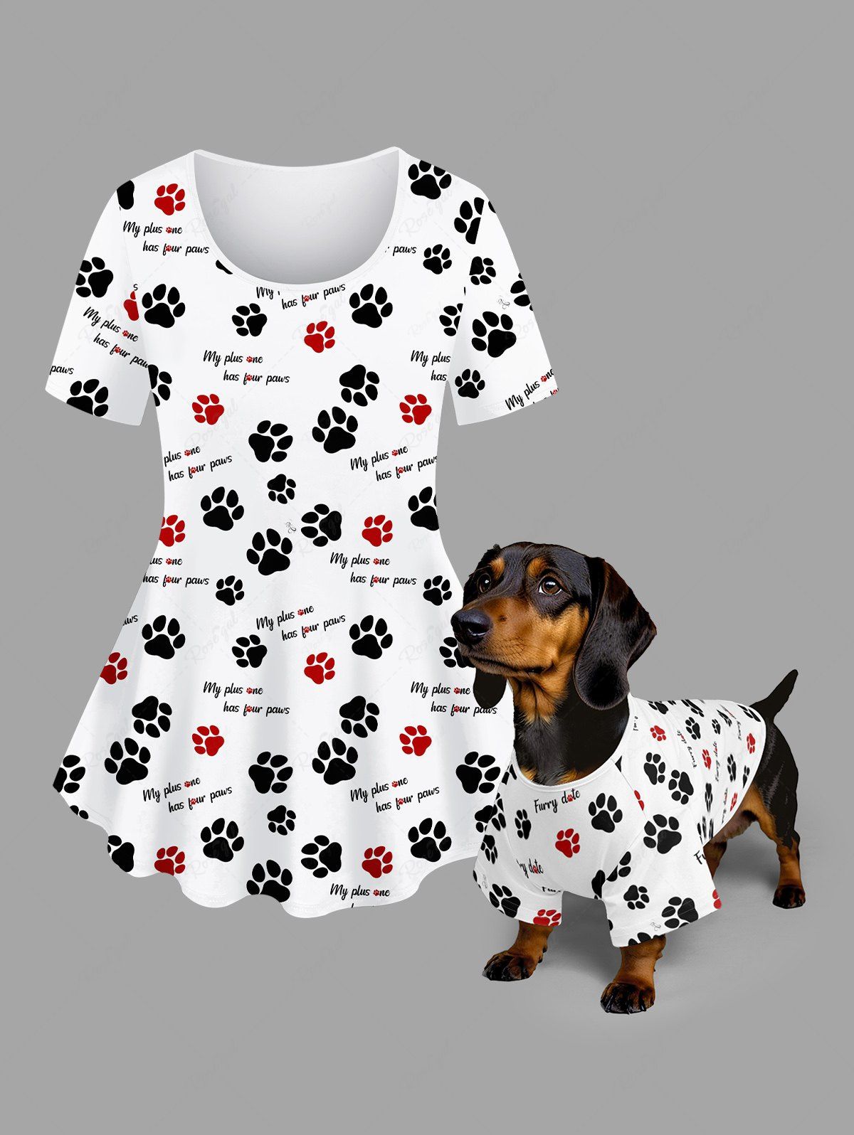 Dog Feet Letters Print T-shirts Dog and Owner Matching Outfits